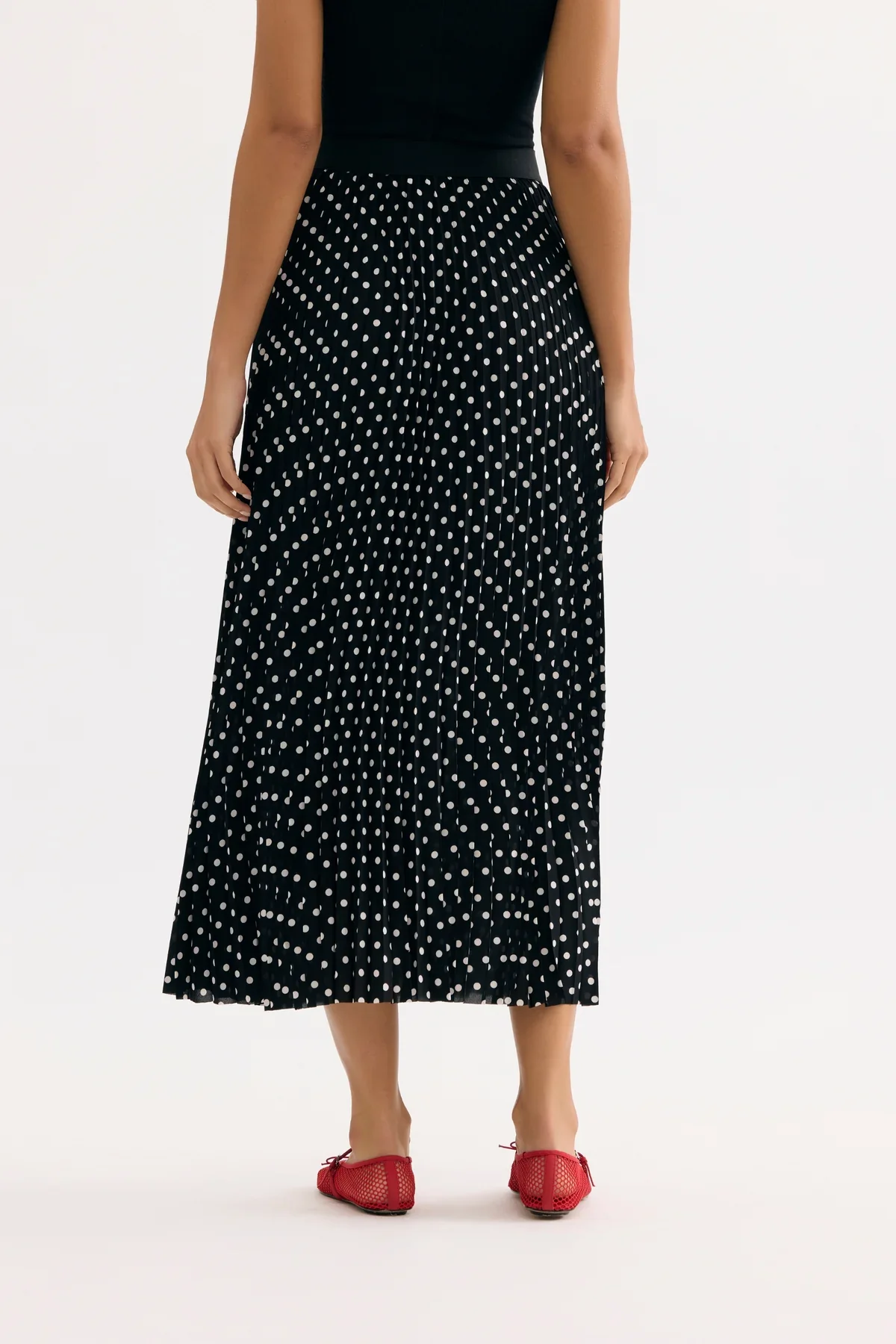 Leo & Ugo Polka Dot Pleated Midi Skirt - Image 3
