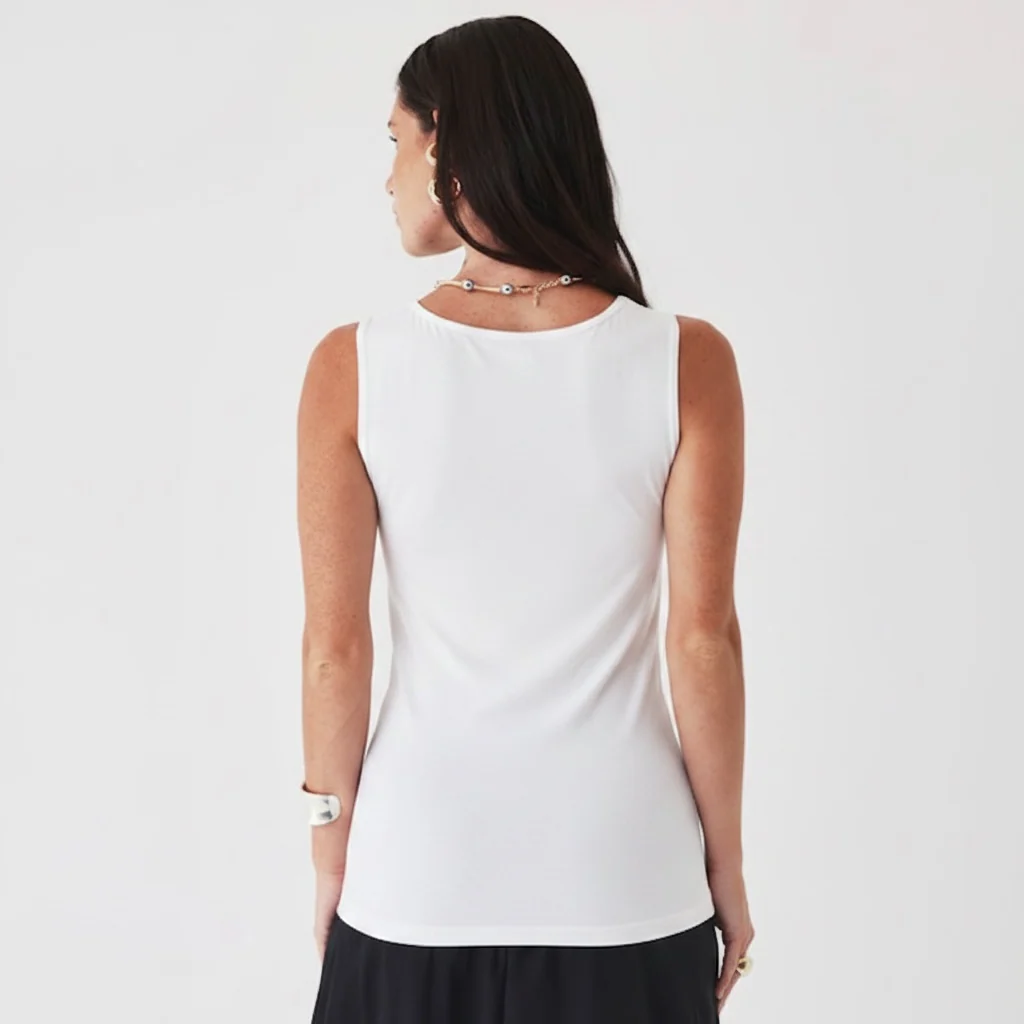 Majestic Filatures Jersey Stretch Crewneck Tank, Blanc - Image 2