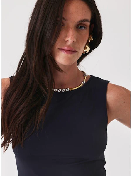 Majestic Filatures Jersey Stretch Crewneck Tank, Noir - Image 5