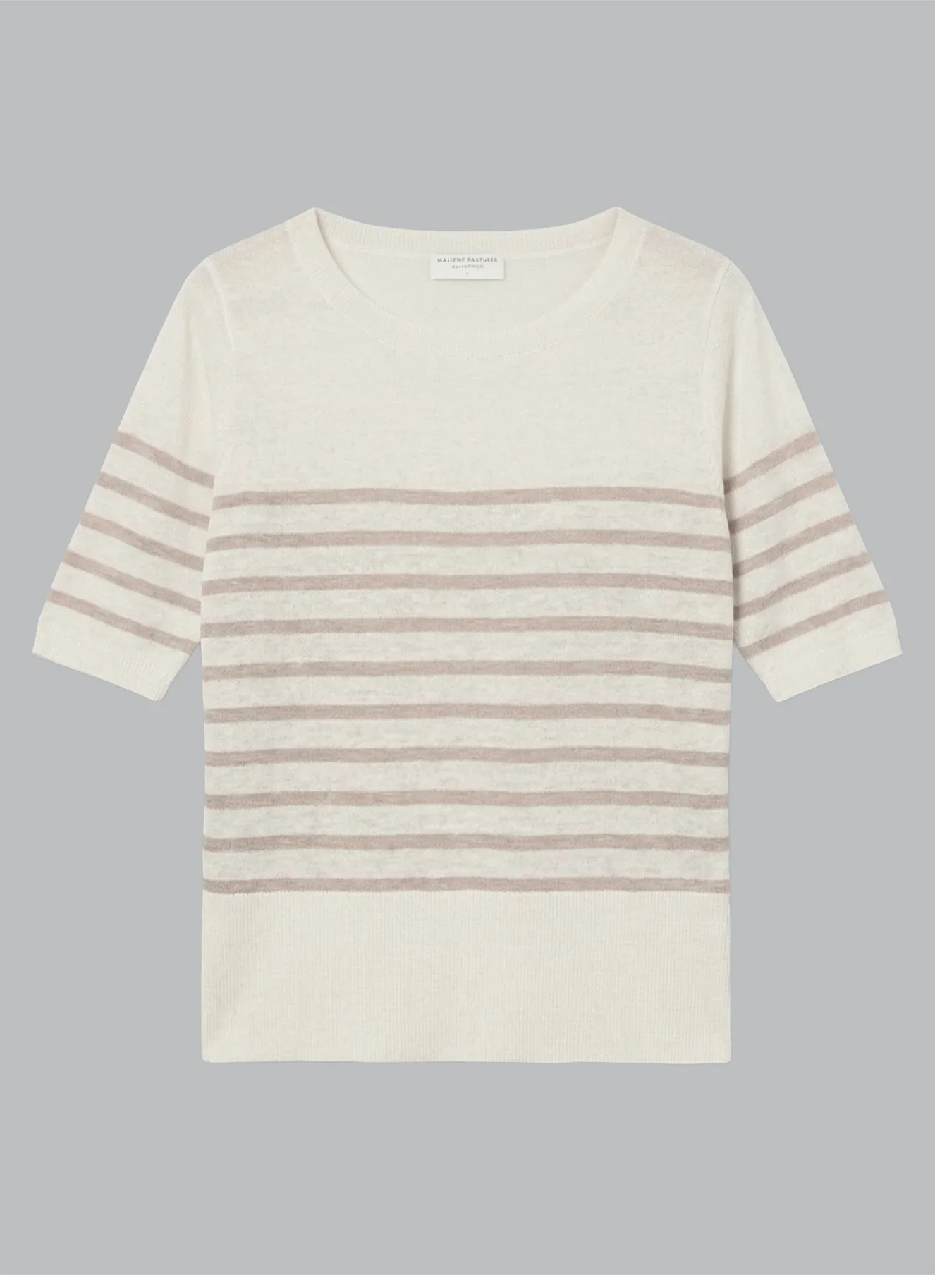 Majestic Filatures Linen Knit Stripe Elbow Sleeve Boatneck - Image 7