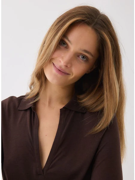 Majestic Filatures Lyocell Cotton Long Sleeve Polo - Image 2