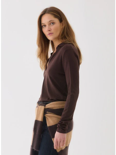 Majestic Filatures Lyocell Cotton Long Sleeve Polo - Image 3