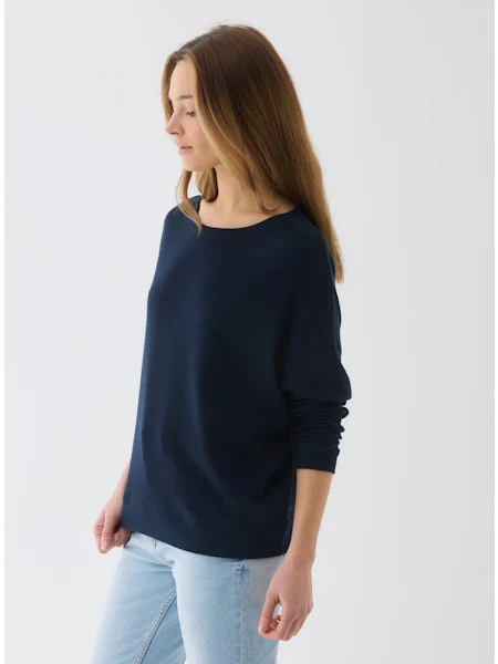 Majestic Filatures Organic Cotton/Cashmere Double Face Long Sleeve Semi Relaxed Crewneck - Image 2