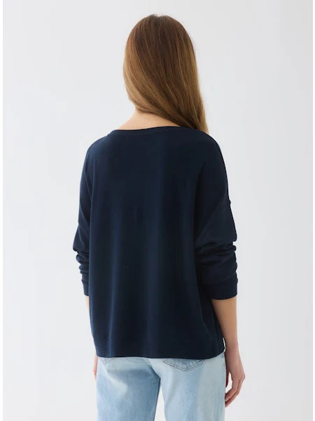 Majestic Filatures Organic Cotton/Cashmere Double Face Long Sleeve Semi Relaxed Crewneck - Image 3