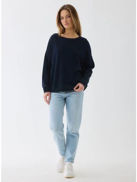 Majestic Filatures Organic Cotton/Cashmere Double Face Long Sleeve Semi Relaxed Crewneck - Image 5