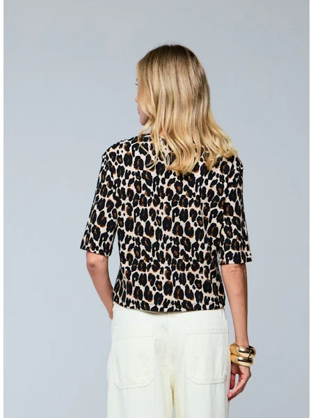Majestic Filatures Organic Cotton Stretch Rib Leopard Short Sleeve Crewneck - Image 3