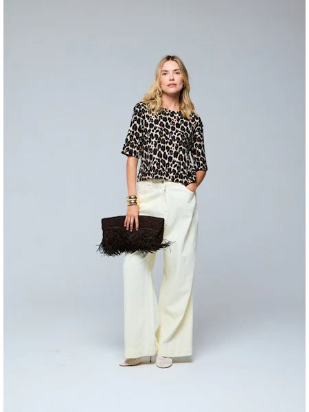 Majestic Filatures Organic Cotton Stretch Rib Leopard Short Sleeve Crewneck - Image 4