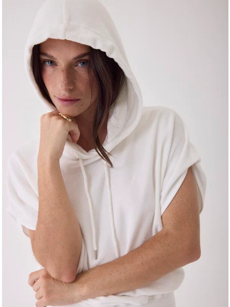 Majestic Filatures Organic Cotton Terry Short Sleeve Hoodie - Image 4