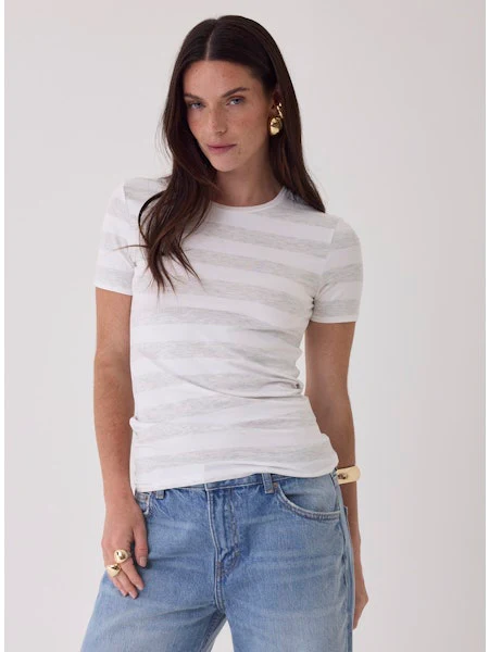 Majestic Filatures Soft Touch Stripe Short Sleeve Crewneck - Image 4