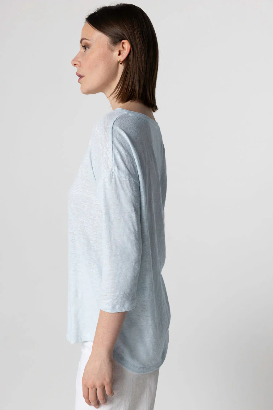 Majestic Filatures Stretch Linen 3/4 Sleeve Semi Relaxed Boatneck - Image 4