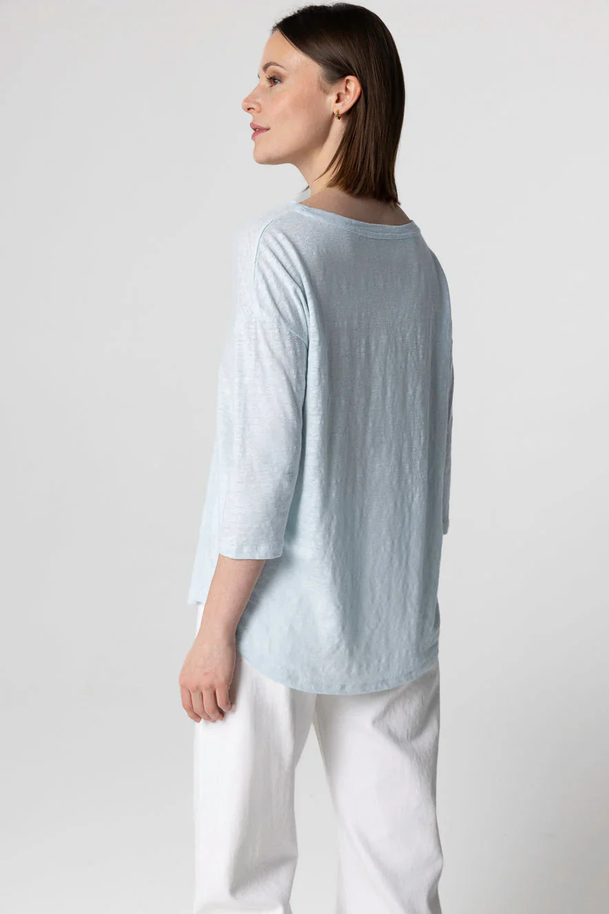 Majestic Filatures Stretch Linen 3/4 Sleeve Semi Relaxed Boatneck - Image 5