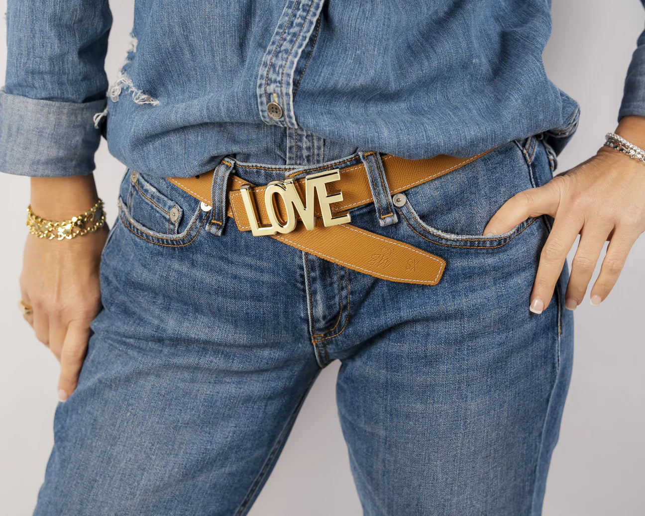 MB Styles LOVE Belt, Gold Buckle - Image 2