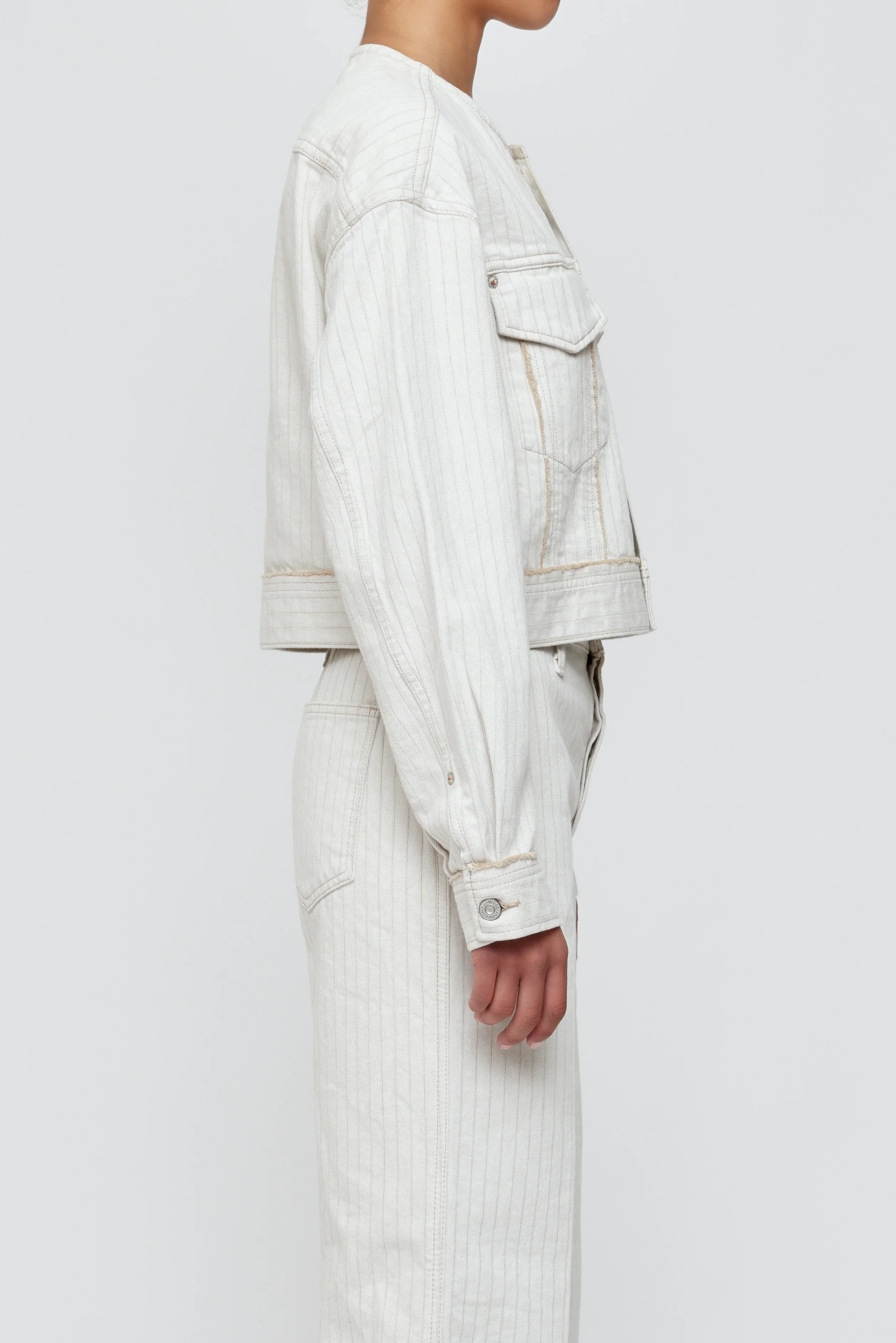 Moussy Vintage Fords No Collar Cropped Jacket - Final Sale - Image 3