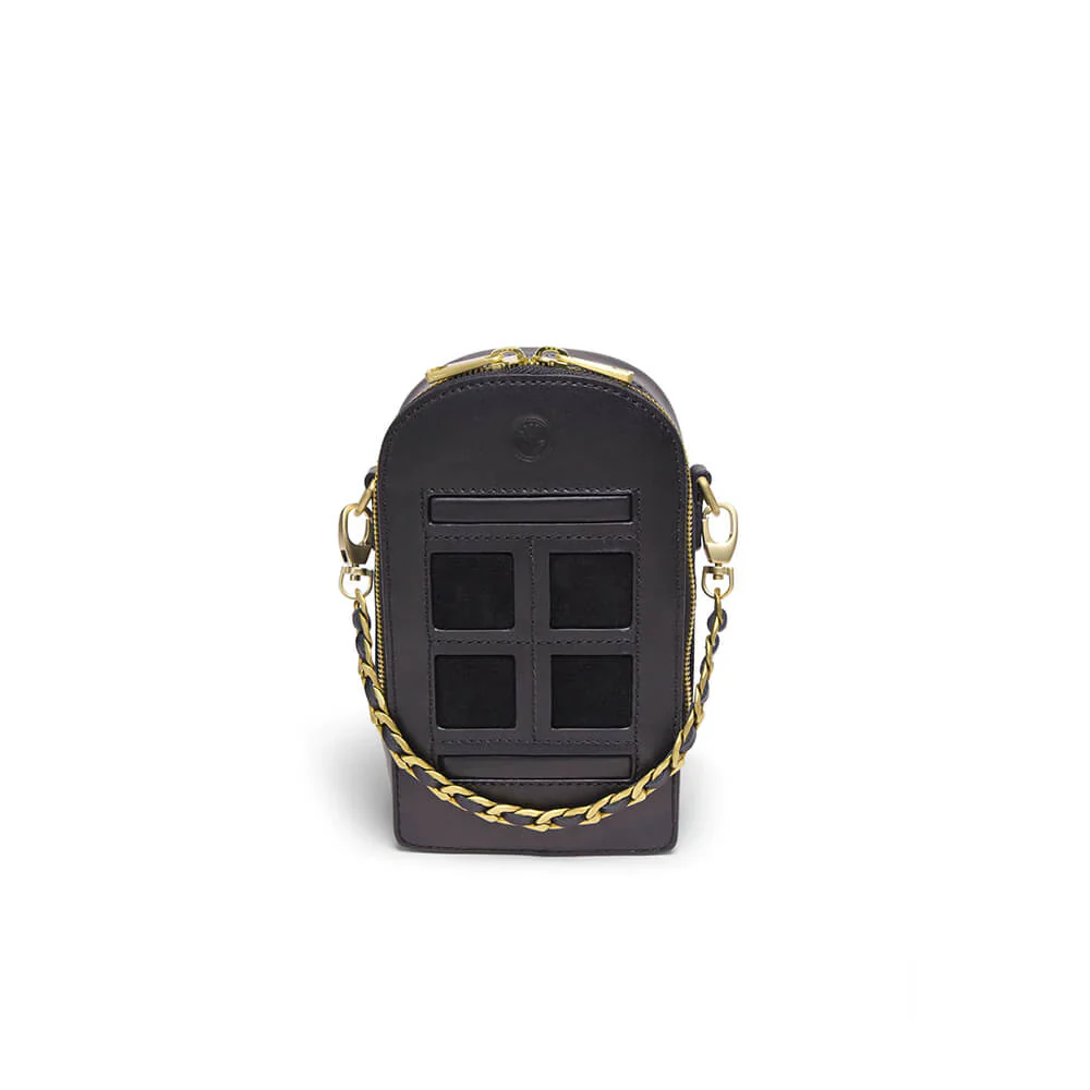 Ted 1942 Mini Door Bag, Black with Black Suede - Image 3