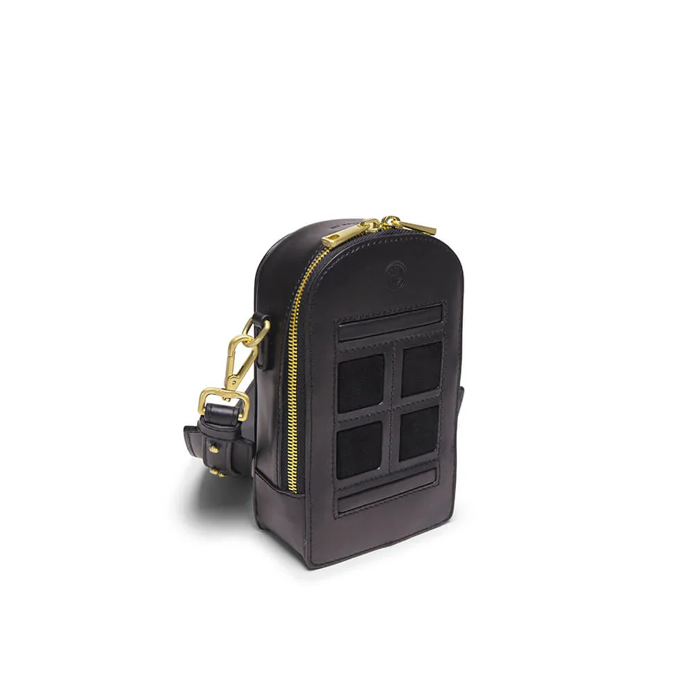 Ted 1942 Mini Door Bag, Black with Black Suede - Image 5