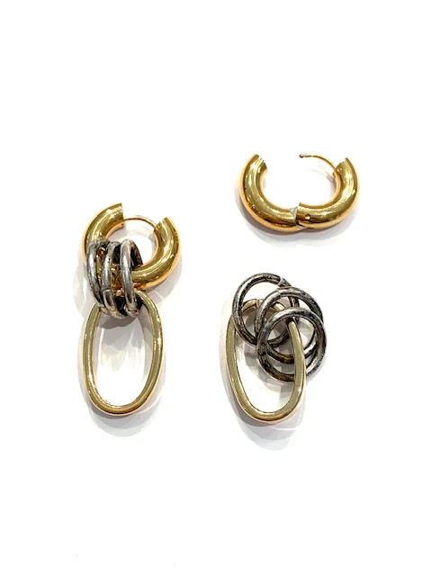 Paula Rosen Jewelry Nu Cage Two Tone Earrings - Image 2