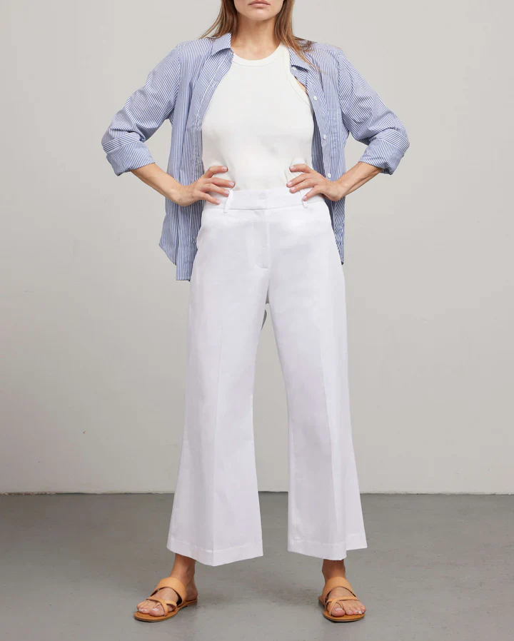 Phoebe Jon Aria Cropped Pant in Cotton Twill, White - Final Sale - Image 2