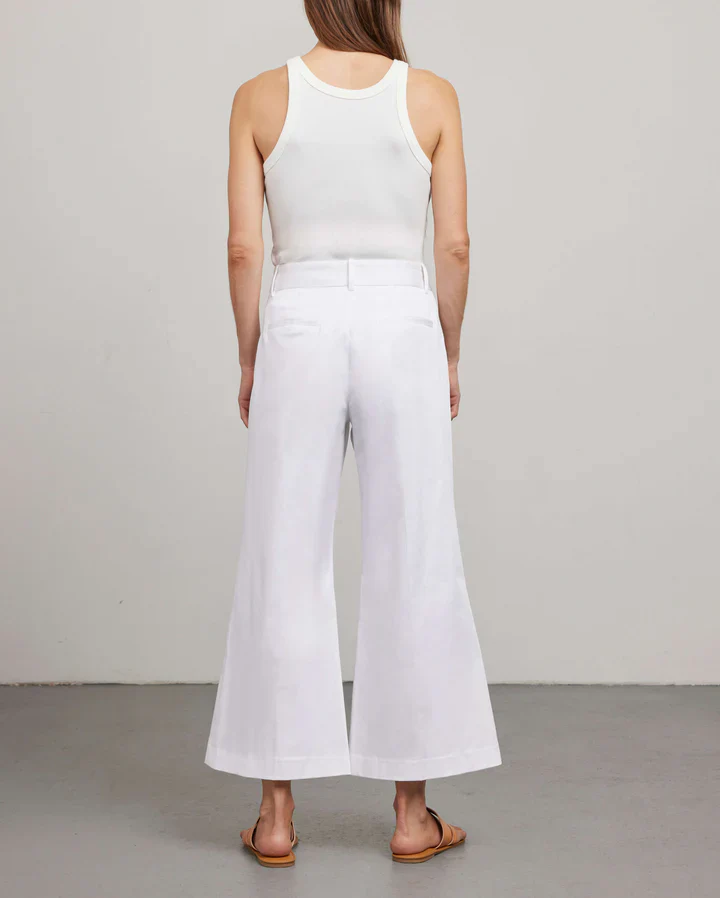 Phoebe Jon Aria Cropped Pant in Cotton Twill, White - Final Sale - Image 3