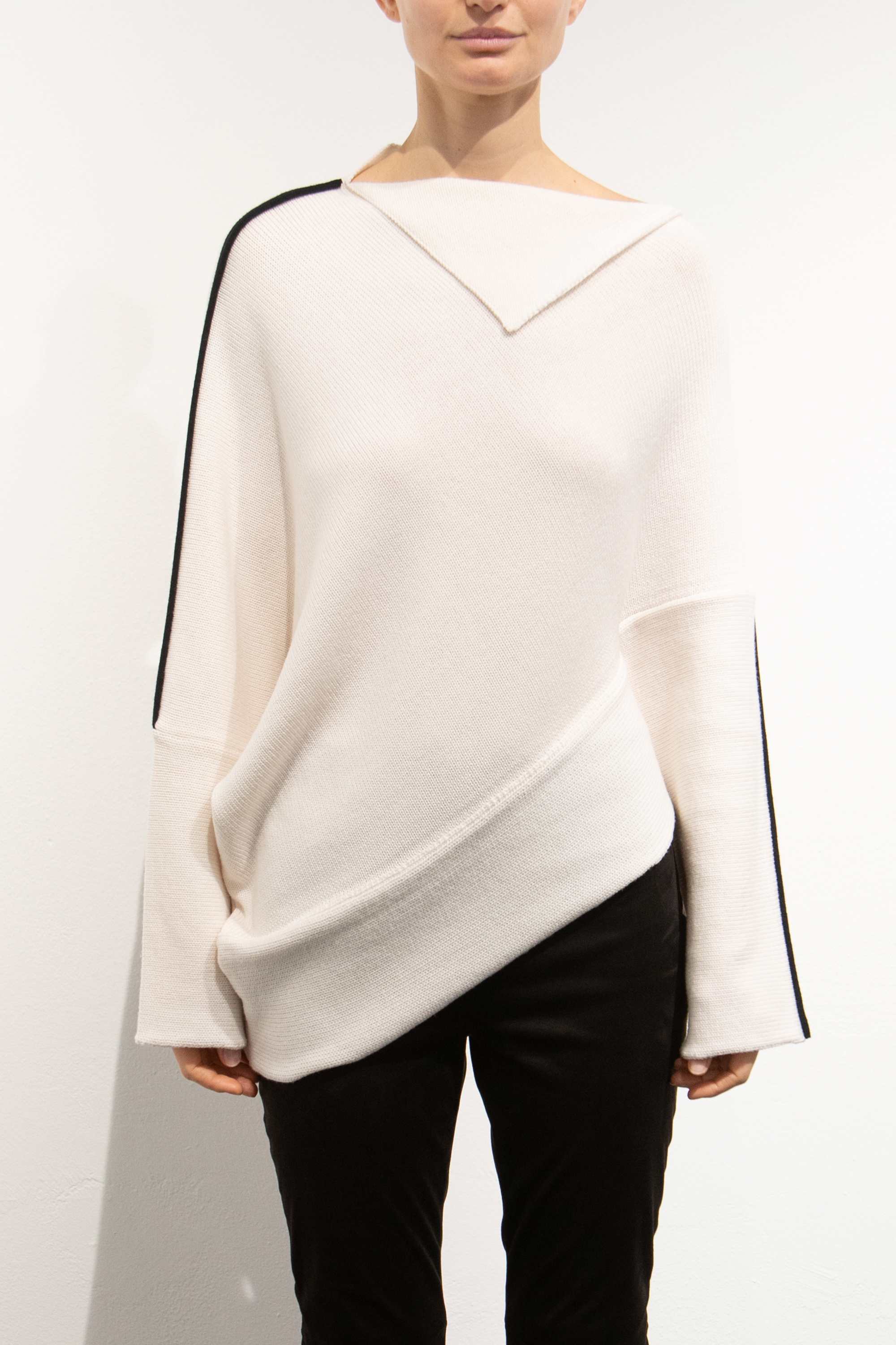 Pier Antonio Gaspari Asymmetrical Sweater with Piping - Final Sale - Image 2