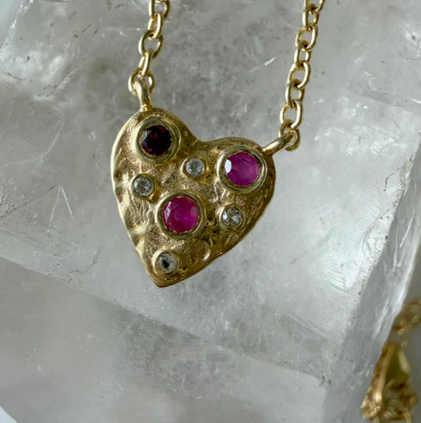 Robindira Unsworth Garnet and Topaz Heart Necklace - Image 2