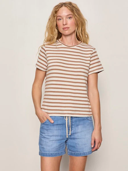 Sanctuary Perfect Textured Tee, Valle Stripe - Image 3