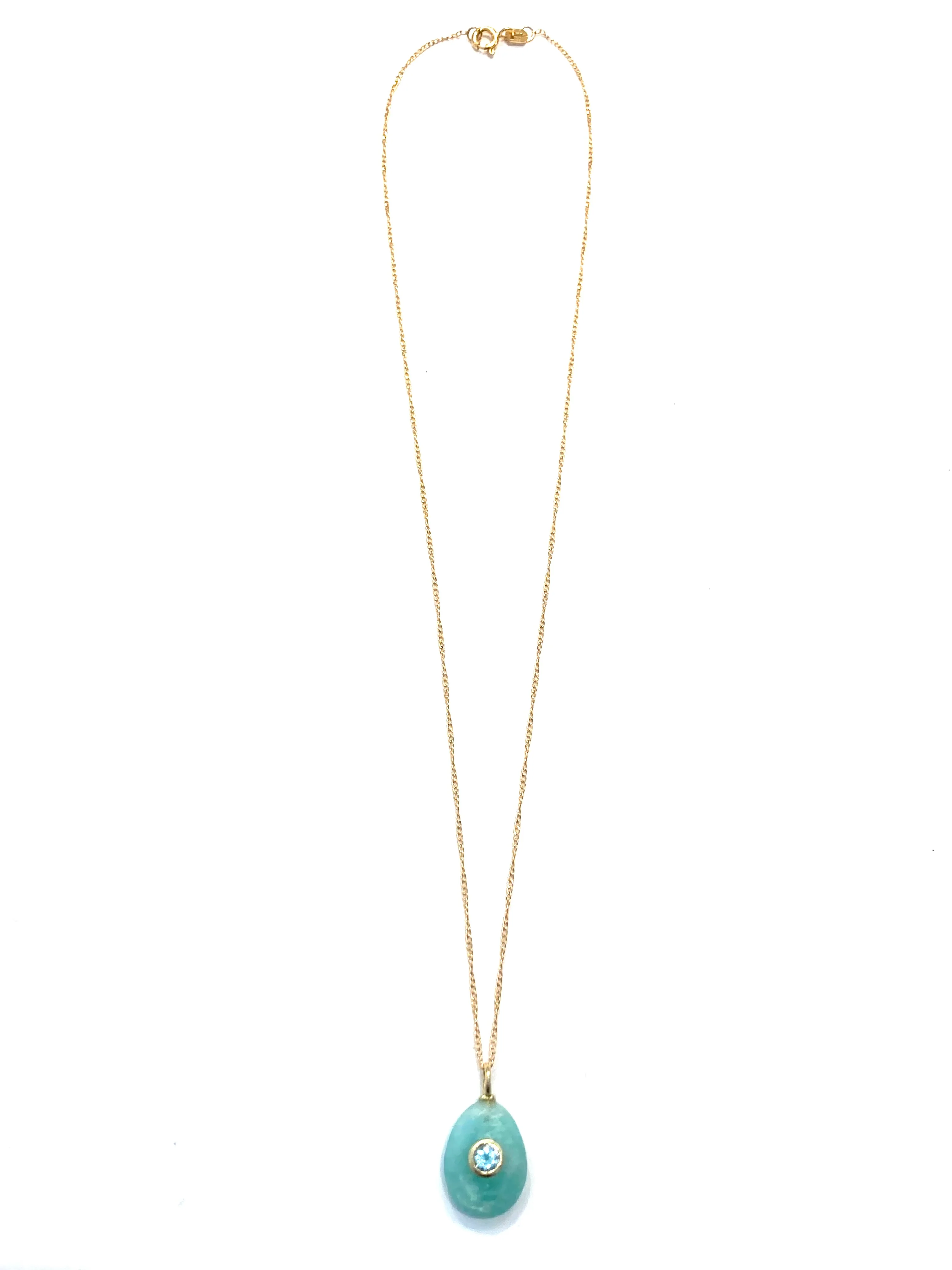 Sconset Flair Studio Amazonite Pendant Necklace w/ Bezel Set Blue Topaz - Image 2
