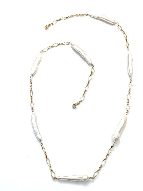 Sconset Flair Studio Biwa Pearl Tin Cup Style Necklace - Image 2
