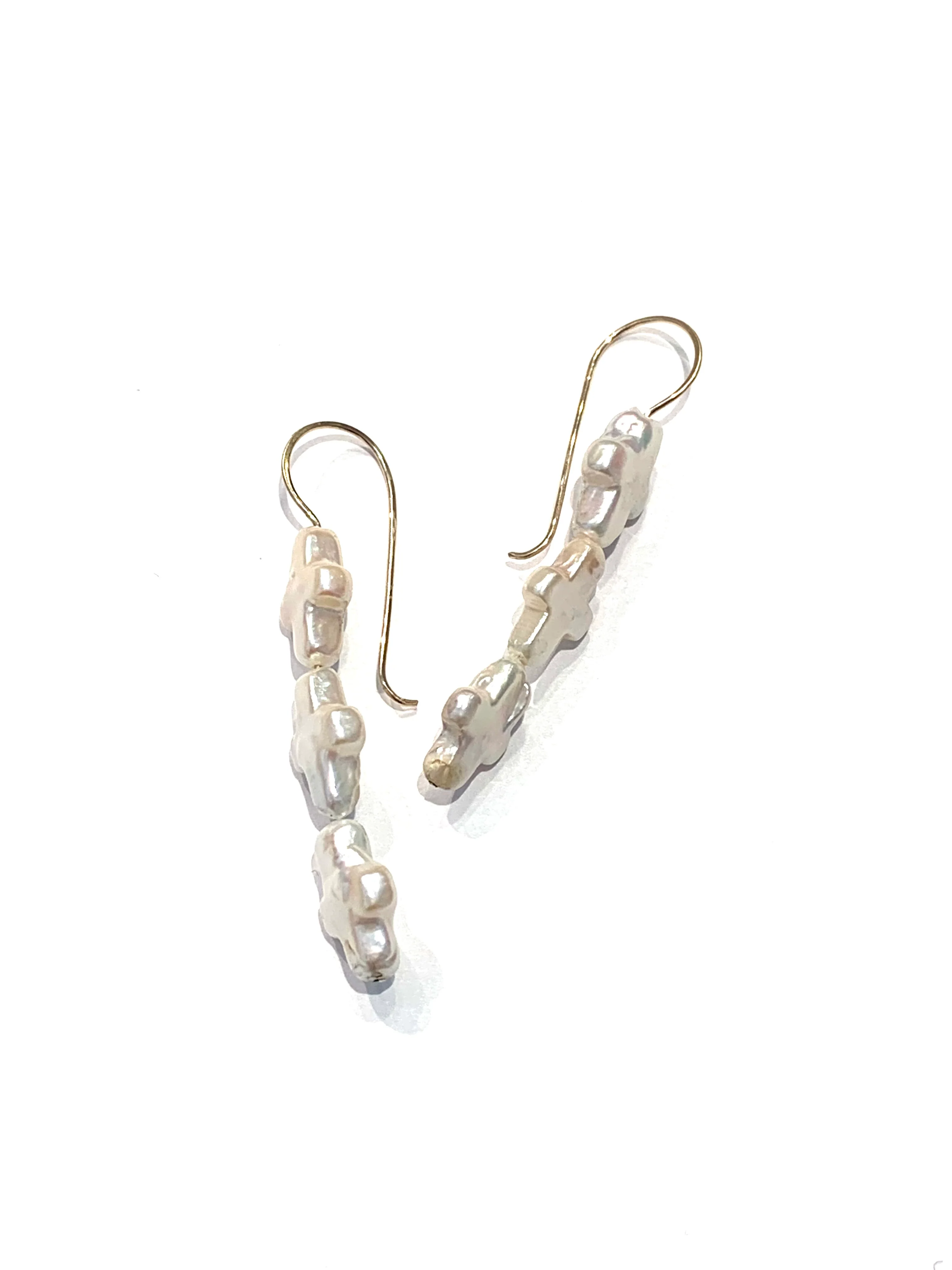 Sconset Flair Studio  Multi Pearl Cross Earrings - Image 2