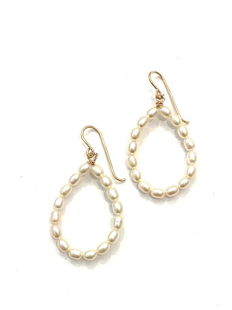 Sconset Flair Studio Pearl Teardrop Hoop Earrings - Image 2
