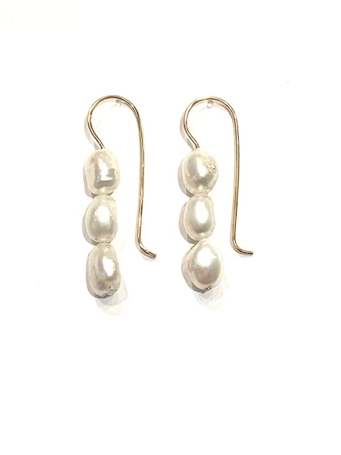 Sconset Flair Studio White Nugget Pearl Earrings - Image 2