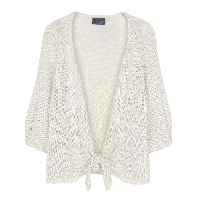 Wooden Ships Helene Ballet 3/4 Sleeve Cardigan, 2 Colors, Almond Butter & Black - Image 2